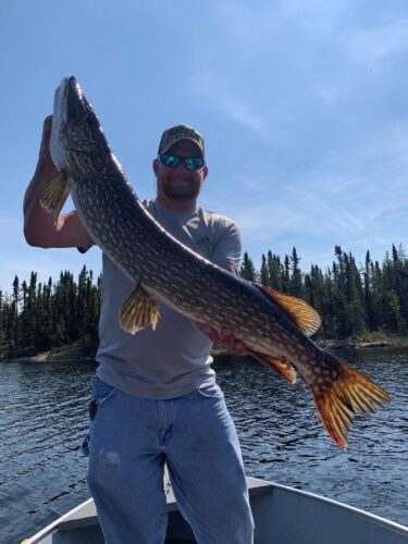 Man Showing Off Large Fish from Reindeer Lake